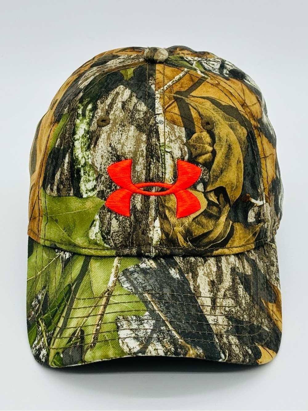 Under Armour Realtree Camo Snapback Hat Orange Logo Hunting Cap OSFA Outdoor
